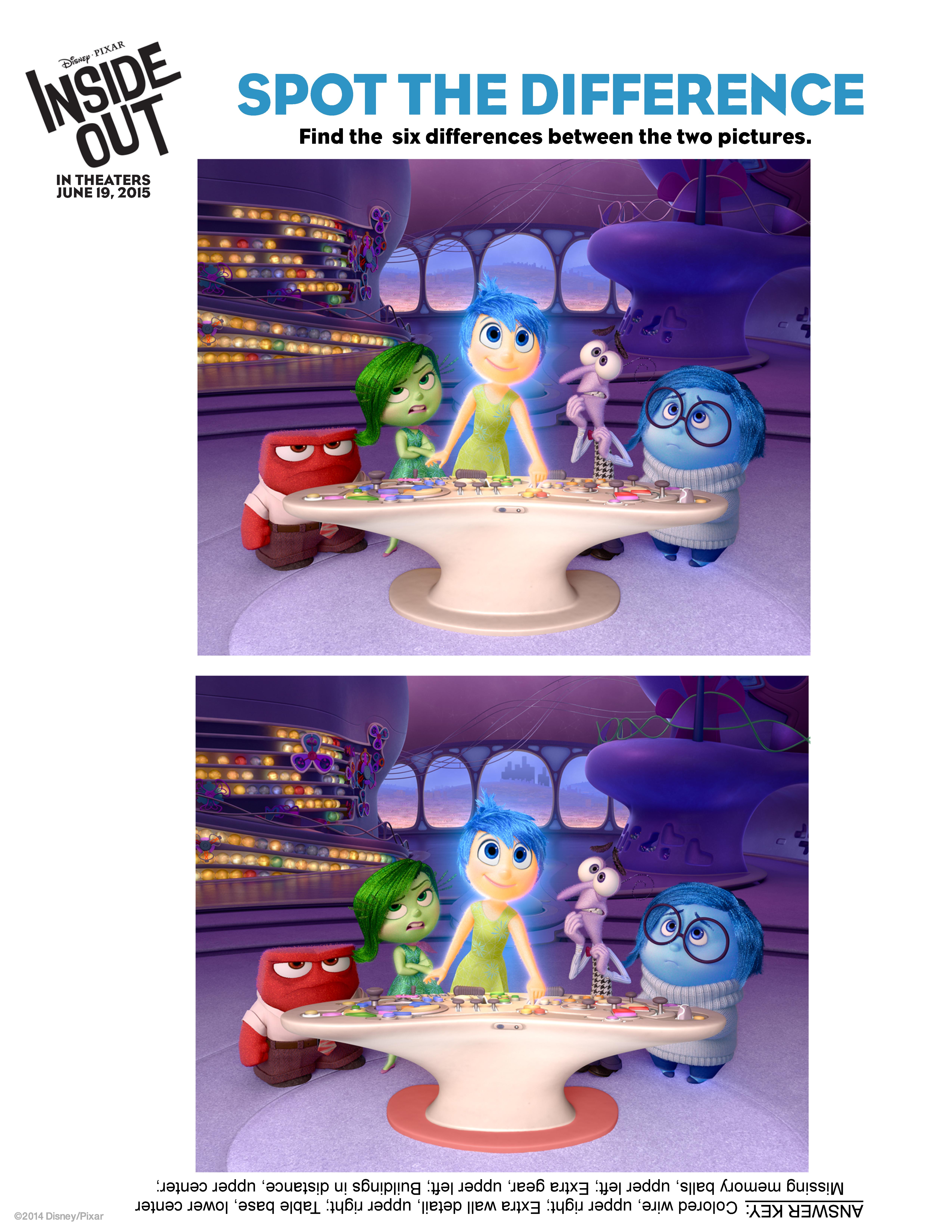Printable Disney Activity Sheets for Inside Out